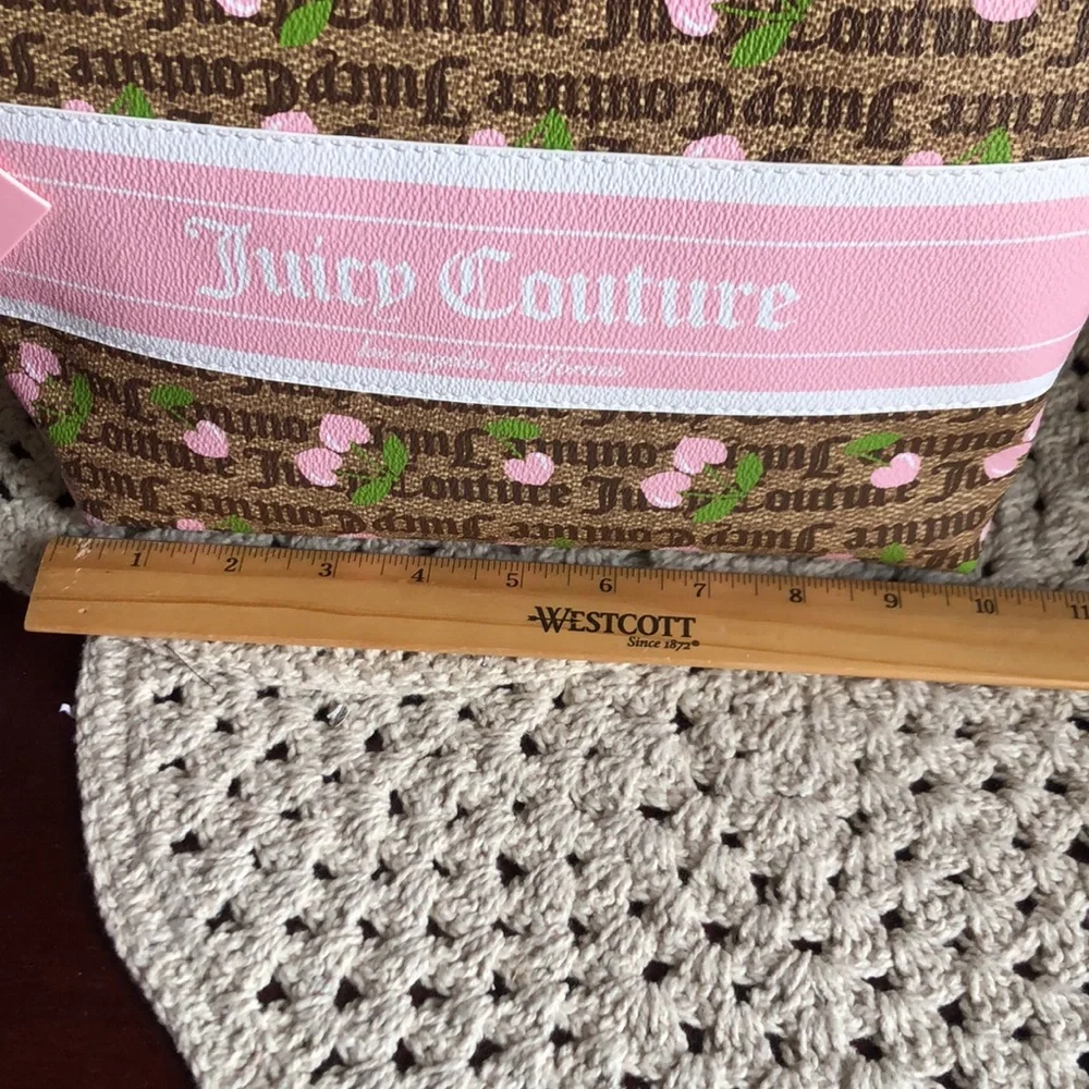 Juicy Couture Pink and Brown Logo Cosmetic Bag
